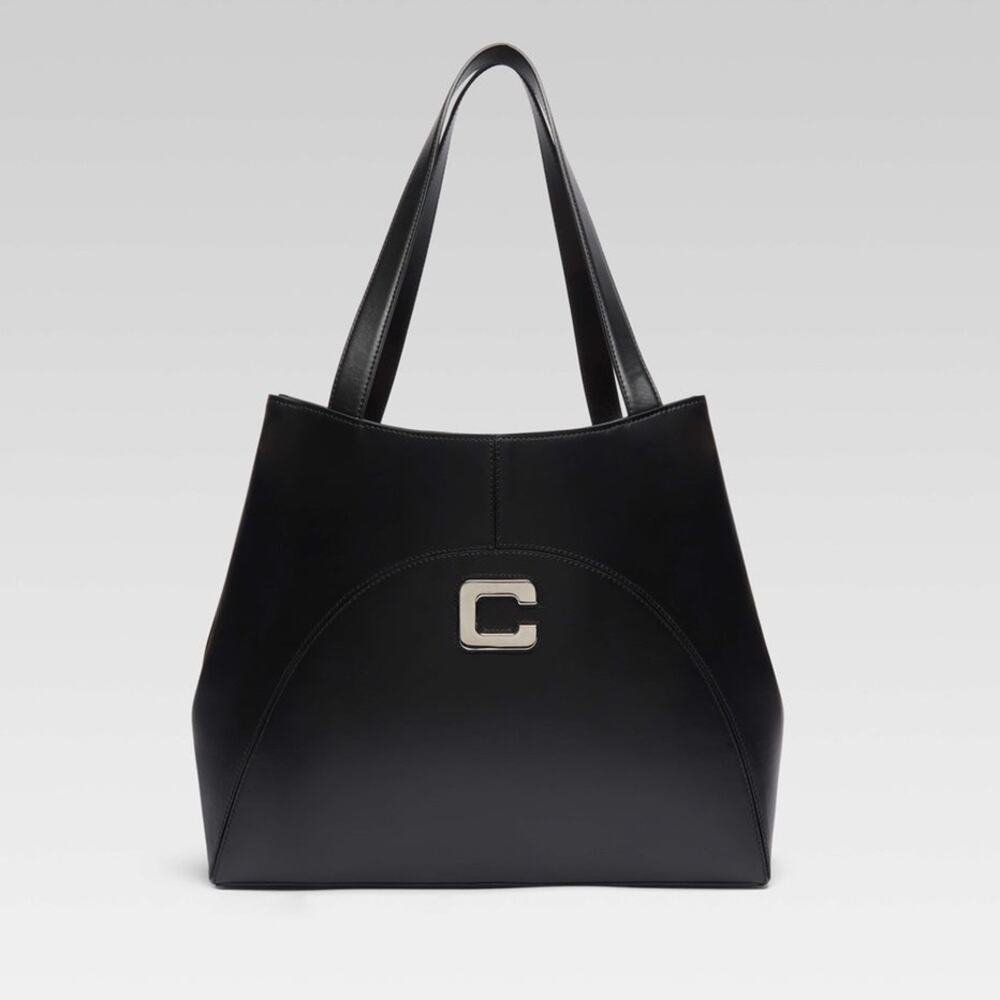 NEW Carel Paris Clemenceau Black Leather Tote Bag